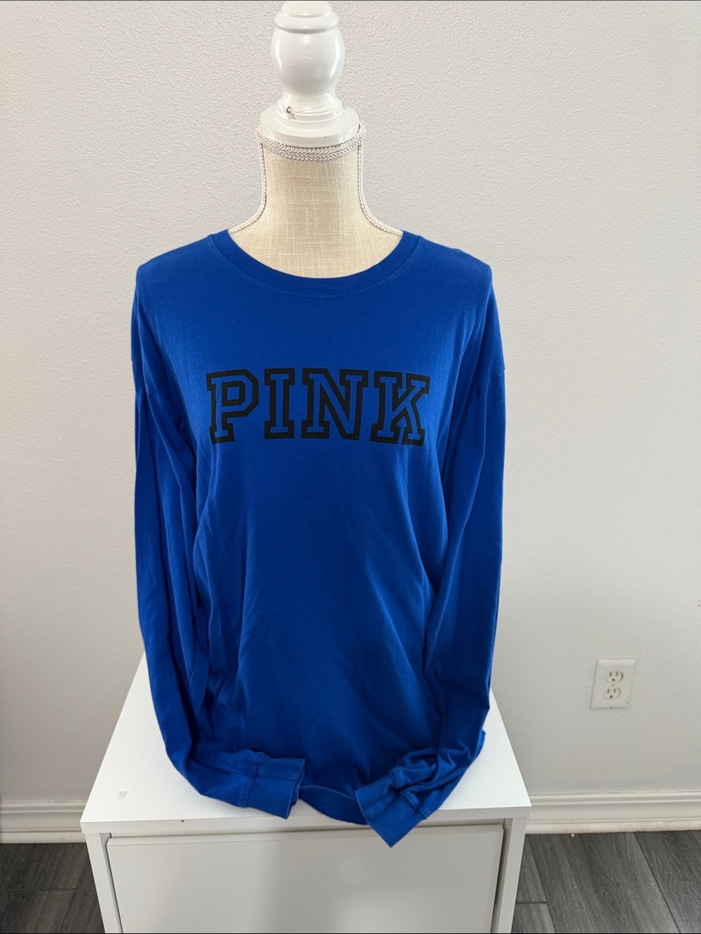 PINK Victoria's Secret Royal Blue Long-Sleeve Crewneck Tee